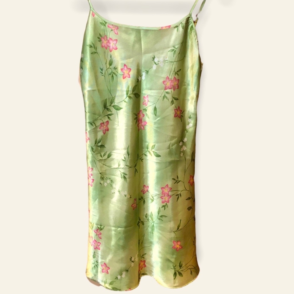 Floral green slip dress negligee, medium